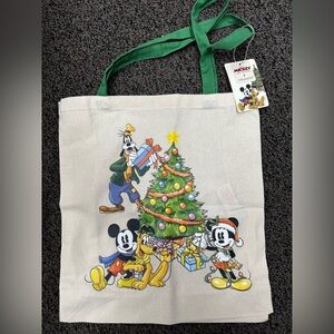 Primark Mickey and Friends Festive Christmas Tote with Green Handles